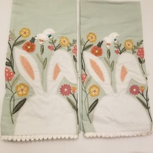 Embroidered Bunny Ears Kitchen Towels -  Set of 2